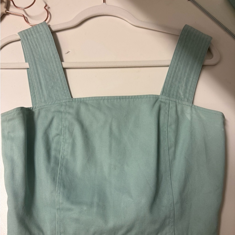 Hunter Bell Mint Green Denim sleeveless crop Top
